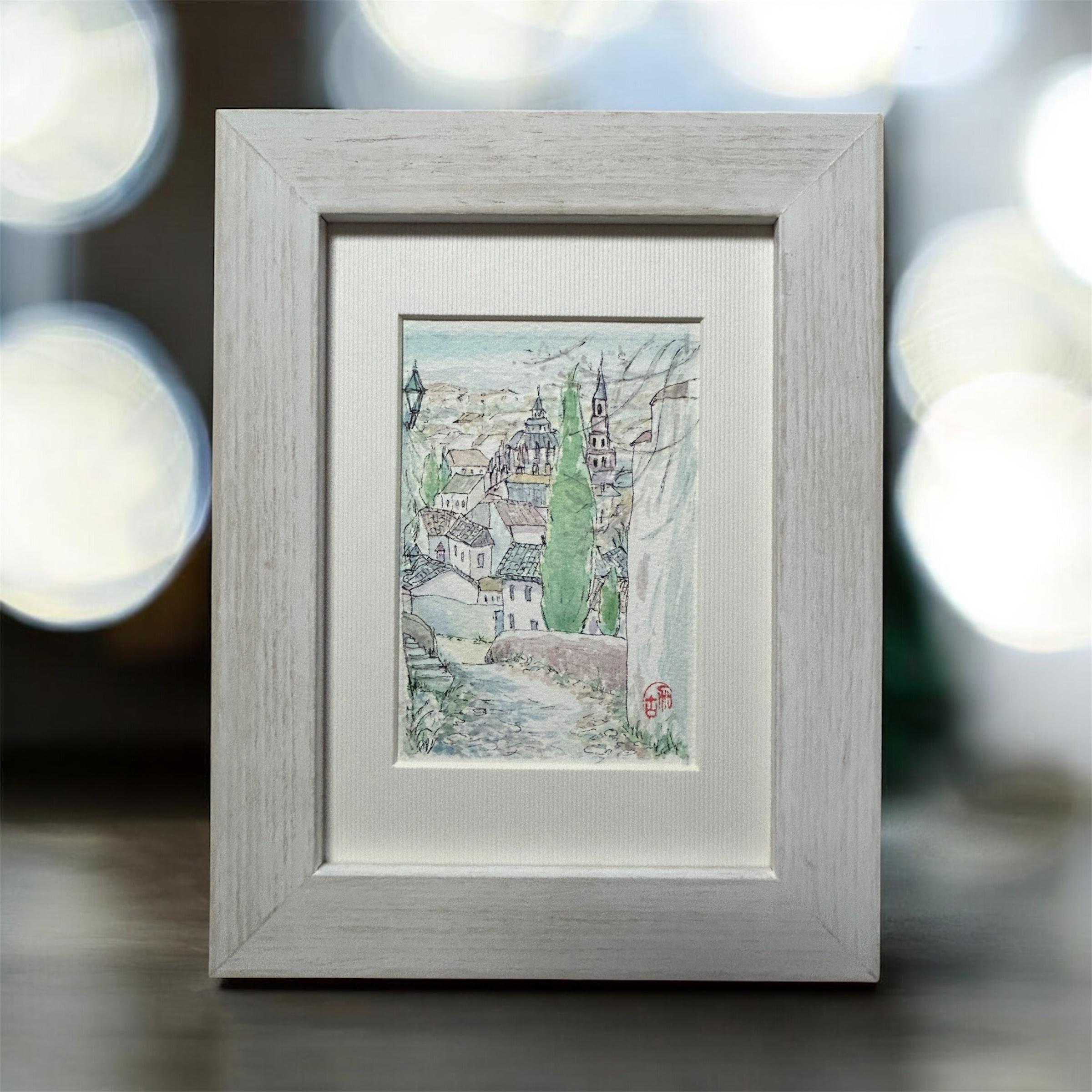 彼方へ(スペイン、グラナダ 、透明水彩、原画、フレーム付き)1枚目の画像